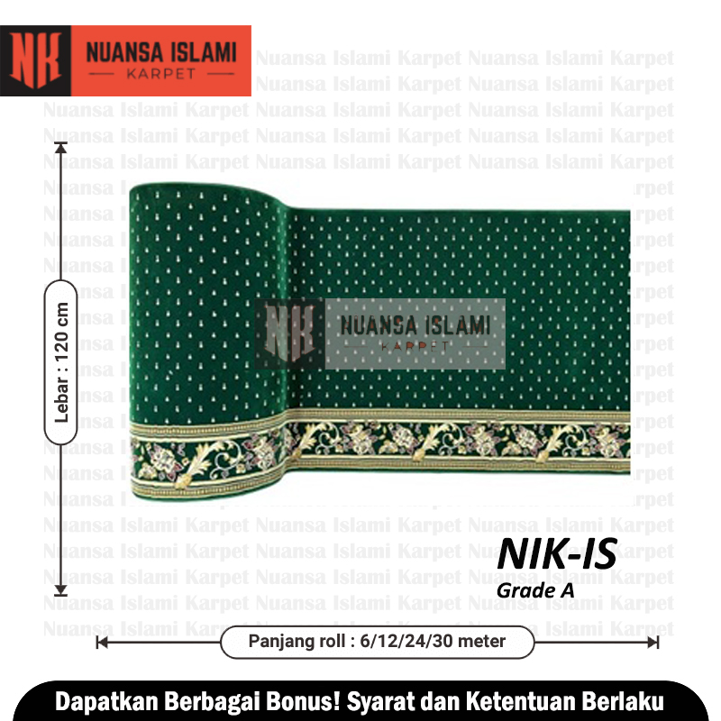 Karpet Masjid Grade A NIK IS Hijau Motif di Sidoarjo