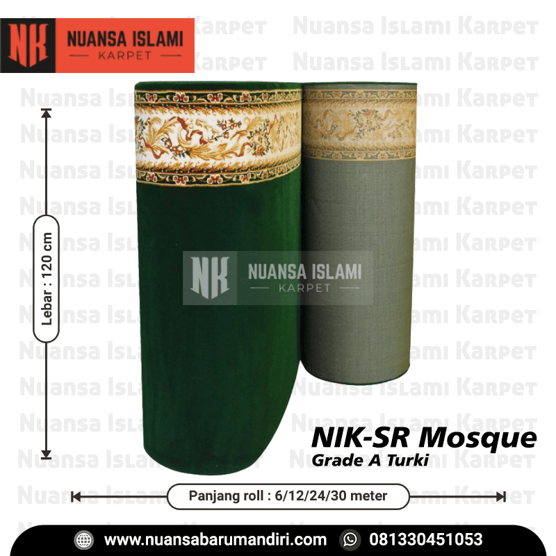 Karpet Masjid Grade A NIK SR Hijau Polos di Sidoarjo