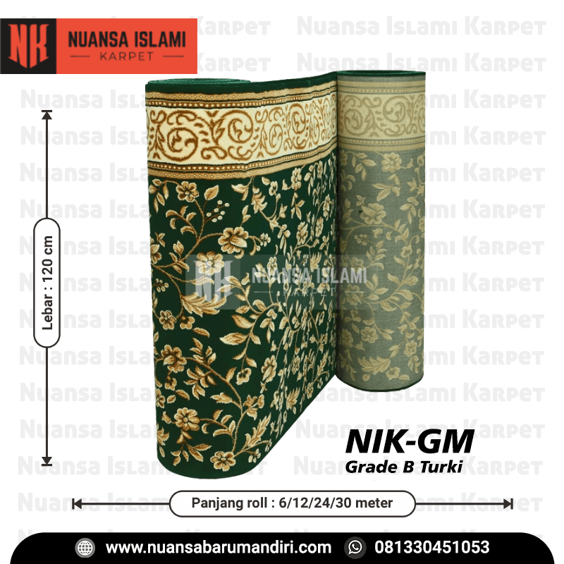 Karpet Masjid Grade B NIK GM Hijau Motif di Sidoarjo