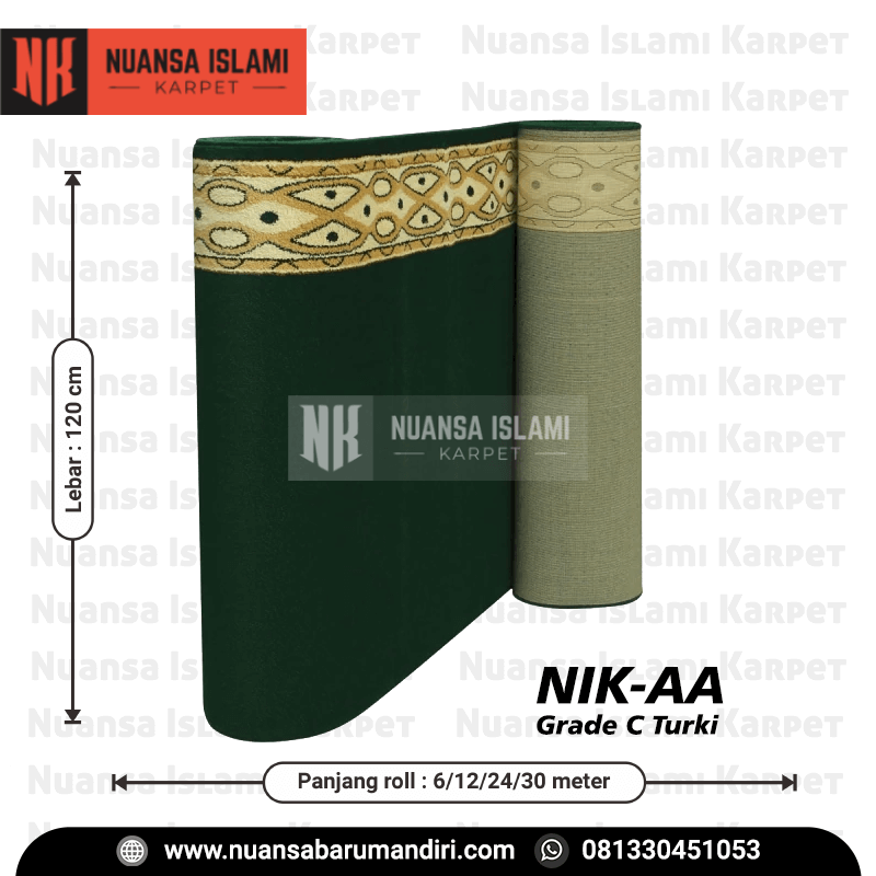 Karpet Masjid Grade C NIK AA Hijau Polos di Sidoarjo