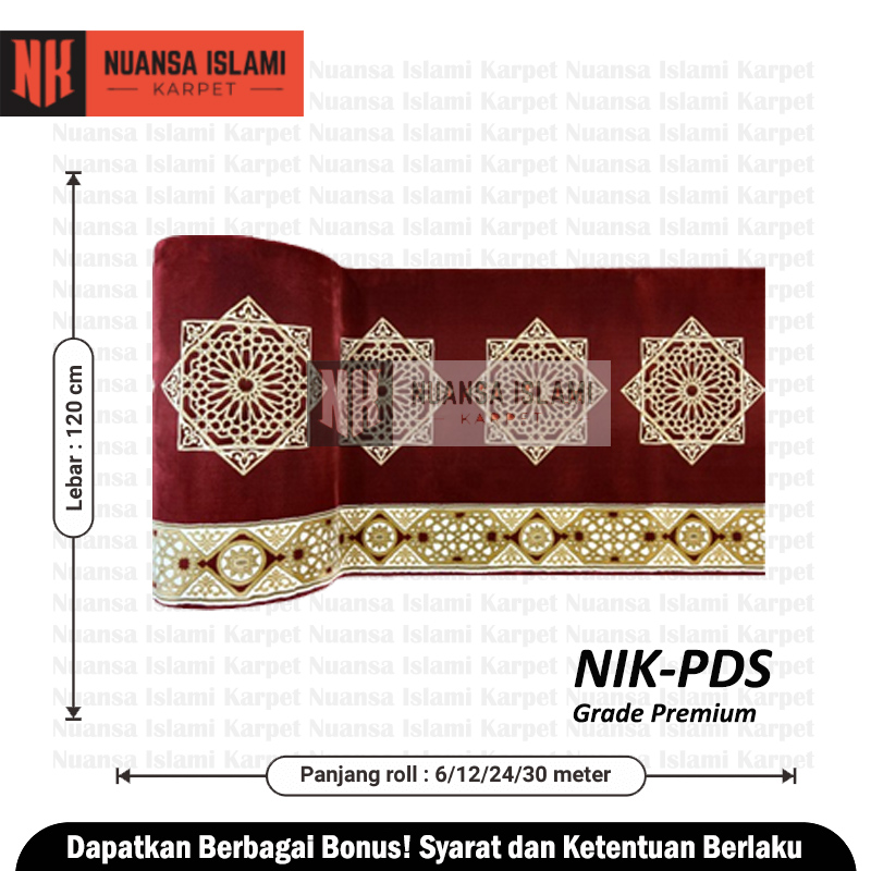 Karpet Masjid Grade Premium Deluxe Merah Motif di Sidoarjo